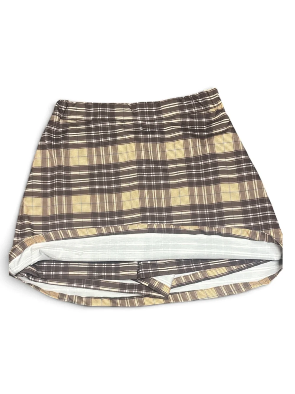 Plaid Mini Golf Skirt Size M Beige Brown